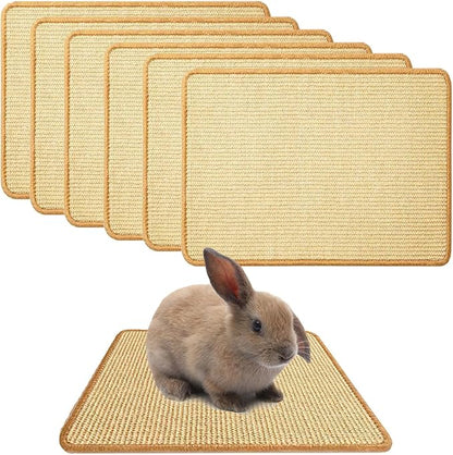 Oncpcare 6PCS Natural Bunny Scratch Mat - Rabbit Scratching Pad for Claws and Teeth Care - Chew Toys for Cages, Pet Bedding for Biting, Sleeping, Nesting, 16x12