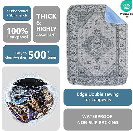 Qeils Washable Pee Pads, Reusable Puppy Pads Super Absorbent Leakproof Dog Training Pads, Non-Slip Wee Wee Pads for Crate, Floor, Potty Pads Feeding Mat Dog Pee 2 Pack 18"x24"