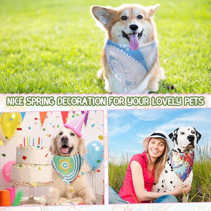 100 Pcs Paisley Dog Bandanas Bulk Pet Bibs Colorful Triangle Scarf Pet Paisley Bandanas for Medium Large Dogs Spring Summer Birthday Costume Decoration