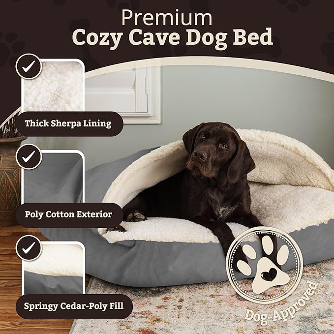 Snoozer Pet Products Luxury Rectangle Cozy Cave Dog Bed with Microsuede, Small, Anthracite