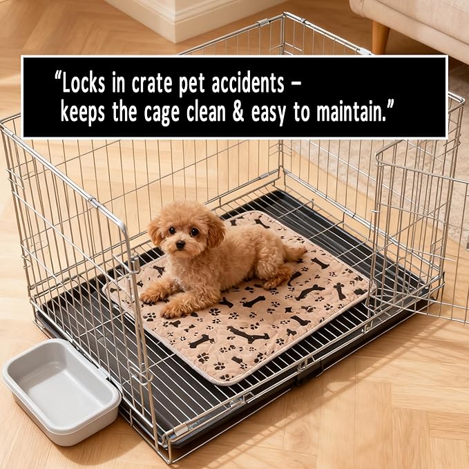 Puppy Pad with Pheromones, Puppy Pad Pee Pads, 100% Waterproof Reusable Washable Pee Pads for Dog & Cat, Absorbent/Leak-Proof/Anti-Slip Pet Training Pads (Coffee Brown, S:15.7×23.6"（Pack of 2）)