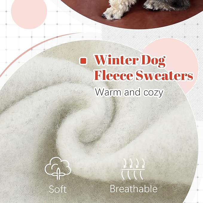 FUAMEY Dog Hoodie Winter Fleece Sweater - Pet Warm Sweatshirt Pullover With Pocket, Leash Hole - Christmas Outfit for Small Medium Large Dogs - Red S