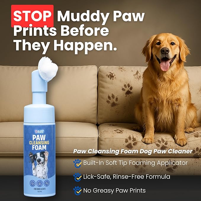 Dr. Paws Foaming Dog Paw Cleaner, Non-Toxic, pH-Balanced, Lick-Safe Paw Cleaner for Dogs, Effective Animal Washer and Feet Cleaner, Wipes for Paws and Butt, Built in Soft-Tip Head - 150ml