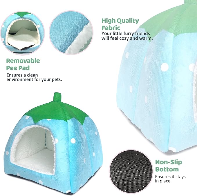 Tierecare Guinea Pig Hideout Bed Dwarf Rabbit House Cave Accessories Cozy Hide-Out for Little Bunny Hedgehog Ferret Chinchilla&Other Small Animals