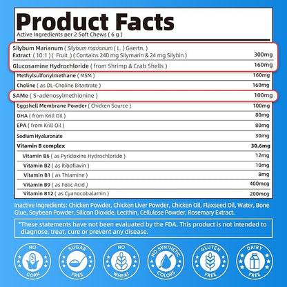 Senior Dog Liver & Joint Supplement – Same, Milk Thistle (Silybin), Glucosamine, MSM for Liver Health Detox, Mobility, Joint Pain Relief, Cognitive & Vitality Support, Chicken Flavor, 90Ct