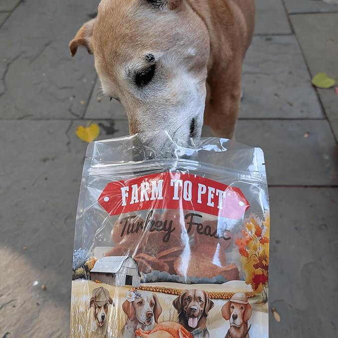Farm To Pet Turkey Feast Chips Dog Training Treats - Turkey Chips, Single Ingredient, Lean, All Natural, Healthy Treats for Small, Medium, Large Dog Breeds, & Puppies, Made in USA