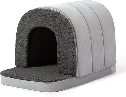 Orthopedic Dog Bed House - Dog House Indoor with Egg-Crate Foam - Tent Bed with Waterproof Lining & Nonskid Bottom, Ideal for Small Breeds & Fits 24-Inch Crate - 23"x16", Charcoal