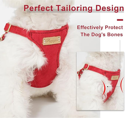 Puppytie No Pull xs Dog Harness with Multifunction Dog Leash,Soft Adjustable No Choke Escape Proof Pet Harness Vest,red-Camellia,XS