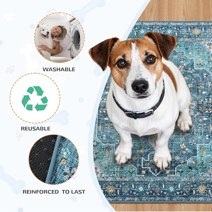 Lahome Super Absorbent & Leakproof Washable Dog Pee Pads - 2 Pack Value Set - Waterproof, Non-Slip Reusable Pads for Puppy Training, Crates & Whelping (24"x24", Blue)