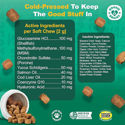 Doggie Dailies, Hip and Joint Supplement for Dogs, Glucosamine Chondroitin, Premium Hip and Joint Chews for Dogs All Breeds & Sizes, Dog Vitamins and Supplements, (Chicken) 120 Chews