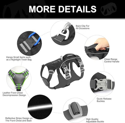 Escape Proof Dog Harness with Handle - Reflective No Pull Dog Vest, Lightweight Full Body Pet Harness Adjustable for Small Dogs Walking,Training(Black,Chest:14-22")