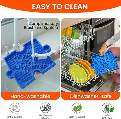 HowGo Puzzle Slow Feeder Lick Mat for Dogs, 38+ Suction Cups|Non-Slip Heavy Duty Maze Enrichment Bowl BPA-Free Silicone|Reduce Boredom Anxiety Free Combination (2PCs, Blue&Red)