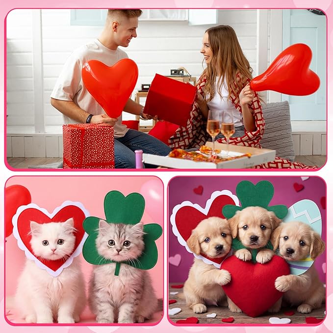 Huhumy Valentine's Day St Patrick's Day Easter Dog Hat Set for Dogs Holiday Party Felt Headgear Accessories Costume Pets Party Collection Outfit Decorations(Small)
