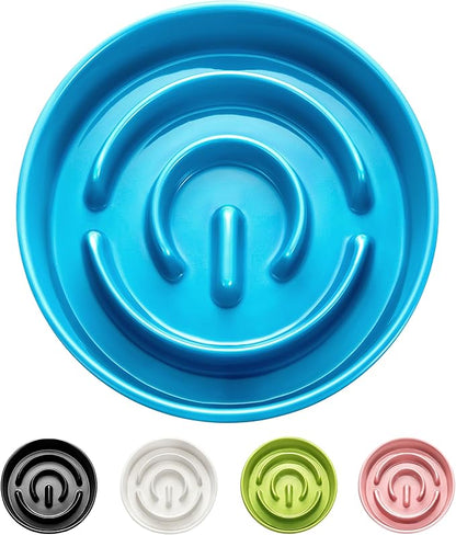 Ceramic Slow Feeder Dog Bowls, 2.0 Cups Slow Feeder for Medium and Large Dogs, Puzzle Maze Bowl to Slow Down Eating, 30oz, 8in, Blue