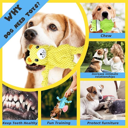 MRSOHRET 5 Pack Squeaky Dog Toys, No Stuffing Plush Dog Chew Toy Puppy Teething Toys to Keep Them Busy, Chewer Tough Durable Crinkle Interactive Dogs Toy Bundle for Small Medium Large Dogs