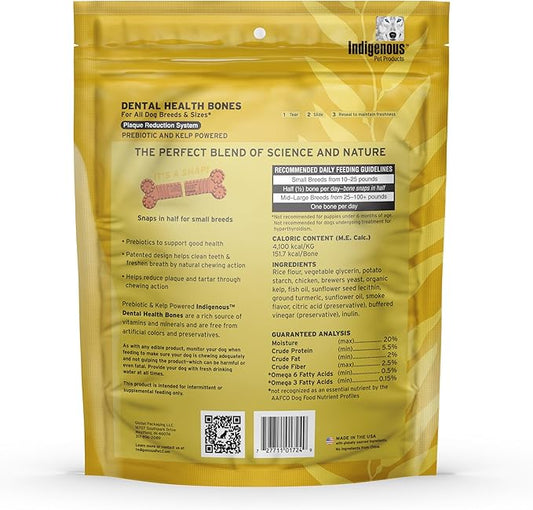 Indigenous Pet Dental Health Bones Regular 2 Pack Bundle – Chicken (17 Ounce) and Original (17 Ounce) | Grain-Free Dog Chews with Prebiotics & Omegas | Freshens Breath & Supports Digestive Health |