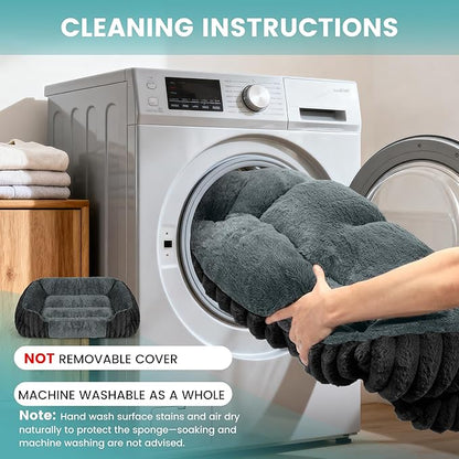 Dog Beds for Extra Large Dogs 39x32 Inch, Comfort-Sided Orthopedic XL Dog Bed Couch with Breathable Shredded Memory Foam, Faux Rabbit Fur Pet Bed, Non-Detachable, Non-Slip, Machine Washable