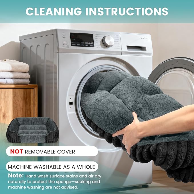 Dog Beds for Medium Dogs 32x24 Inch, Comfort-Sided Orthopedic Dog Bed Couch with Breathable Shredded Memory Foam, Faux Rabbit Fur Pet Bed, Non-Detachable, Non-Slip, Machine Washable