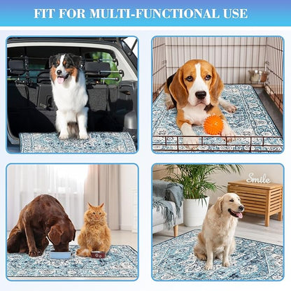 Ocean-Blue Non-Slip Dog Washable Pee Pad Extra Large 72" x 72", Reusable Pet Training Pad for Dogs, Cats, and Puppies