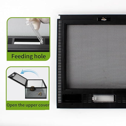 waazoorep Reptile Glass Terrarium Tank 12 * 12 * 8" Full View with Top Ventilation, Amphibians Box Habitat Enclosure Cage for Frog,Spiders,Dubia Cockroach,Praying Mantis,Cricket,Tarantula,Hermit Crab