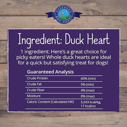 Shepherd Boy Farms Freeze Dried Dog and Cat Treats, Duck Heart, All Natural Freeze-Dried Dog Treat & Snack, Made in USA, High in Protein, Essential Nutrition of Raw Food, Single Ingredient 3oz