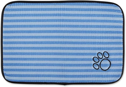 Bone Dry Machine Washable, Ultra Absorbent Pet Mat, 12x18, Blue Stripe