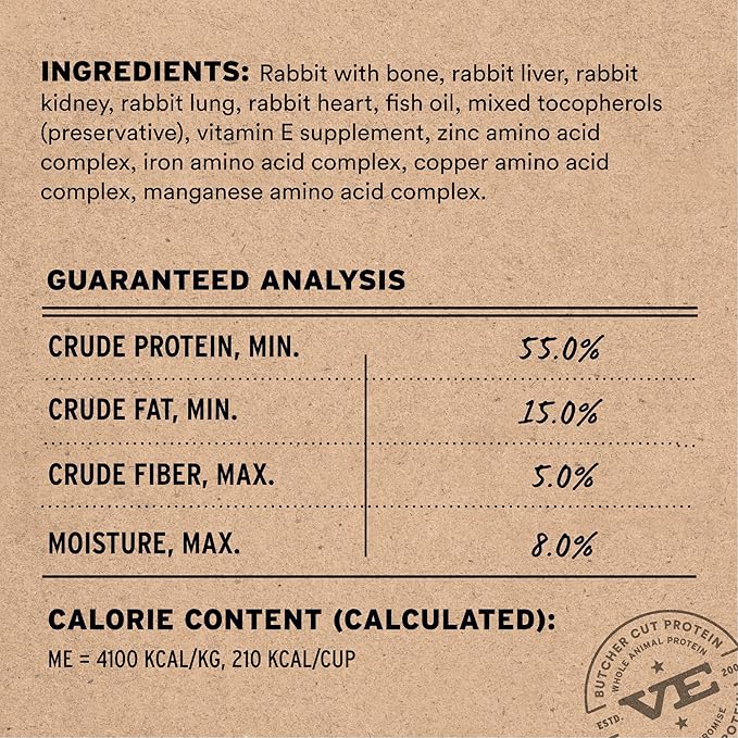 Vital Essentials Freeze-Dried Raw Rabbit Crunchy Mini Nibs | Complete Meal or Mixer Dog Food | 5.5 oz