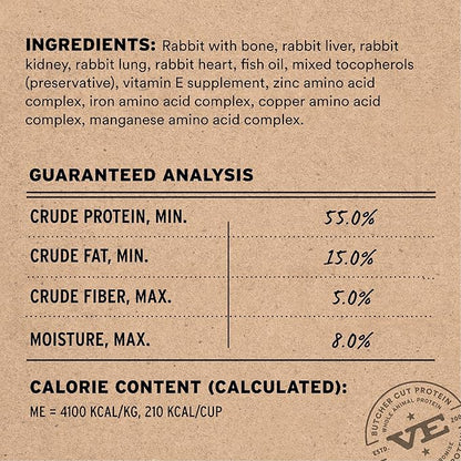 Vital Essentials Freeze-Dried Raw Rabbit Crunchy Mini Nibs | Complete Meal or Mixer Dog Food | 25 oz