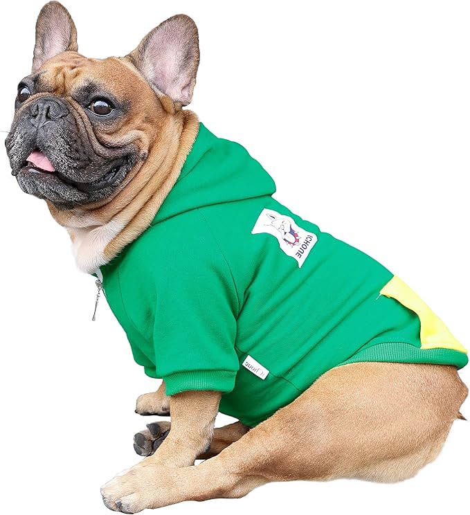 iChoue French Bulldog Frenchie Clothes Hoodies for Dogs Pug English Boston Terrier Bully Pitbull Corgi Sweatshirt Sweater Clothing - Green/XLarge