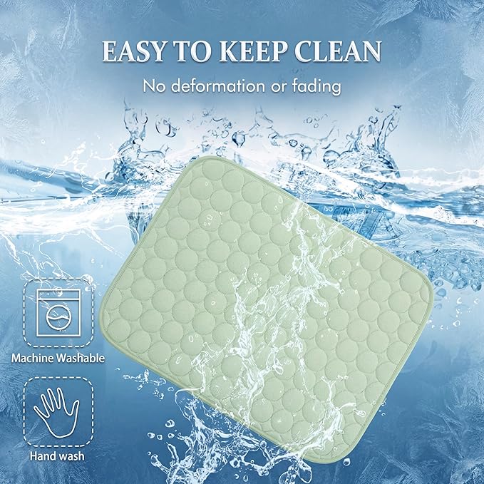MICROCOSMOS Summer Cooling Mat & Sleeping Pad- Water Absorption Top, Materials Safe, Easy Carry, EZ Clean. Keep Cooling for Pets, Kids and Adults.(Green, 28" x22")