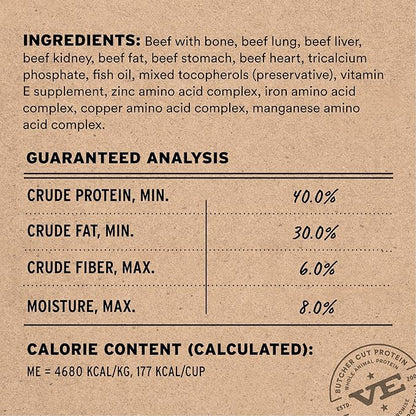Vital Essentials Freeze-Dried Raw Beef Meal or Mixer Dog Food Soft Nibs | 98% Beef, Organs & Bone | 14 oz