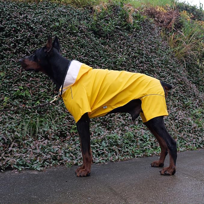 Four-Legged Full Coverage Waterproof Dog Raincoat with Reflective Features Pet Raincoats for Large Medium Small Dogs Yellow M