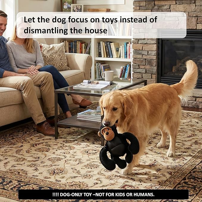 Plush Stuffed Squeaky Dog Toys, Tough Dog Toy Large Breed, Dog Chew Toys for Large Dogs,Chew Dog Toys to Keep Them Busy,11" x 11" Gorilla