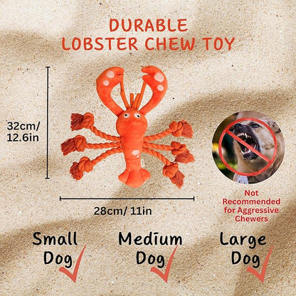 Pawfoo Lab Large Squeaky Dog Toys, Rope Tug of War Dog Toys for Puppy, Small, Medium, Large Dogs, Interactive Stuffed Lobster Plush Toys