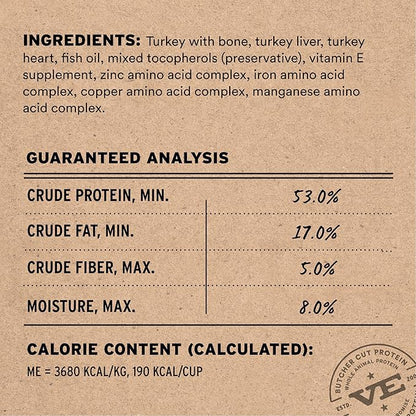 Vital Essentials Freeze-Dried Raw Turkey Crunchy Mini Nibs | Complete Meal or Mixer Dog Food | 25 oz