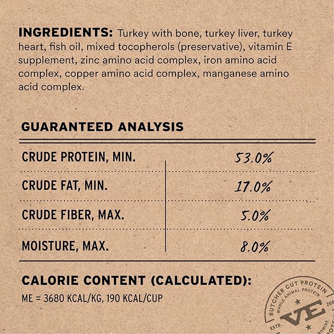 Vital Essentials Freeze-Dried Raw Turkey Crunchy Mini Nibs | Complete Meal or Mixer Dog Food | 5.5 oz