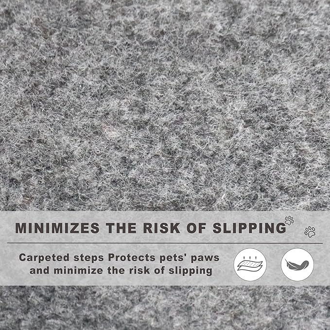 TRIROCKS Wood Pet Stairs Non-Slip Pet Steps - Foldable 4 Levels Dog Stairs & Ramp Perfect for Beds and Cars - Portable Dog/Cat Ladder Up to 130 Pounds