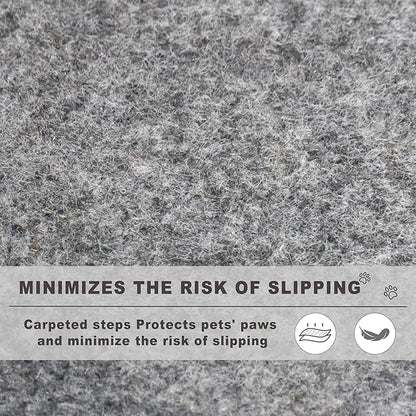 TRIROCKS Wood Pet Stairs Non-Slip Pet Steps - Foldable 4 Levels Dog Stairs & Ramp Perfect for Beds and Cars - Portable Dog/Cat Ladder Up to 130 Pounds