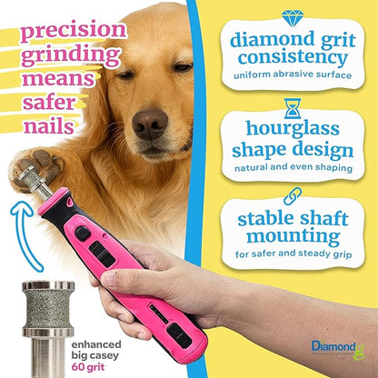 Diamondg Dog Nail Grinder Bit, 1 Pack - Compatible with Dremel, Diamond Bit for Pet Nails with 60 Grit Body & 120 Grit Polishing Bowl - Ideal for Large Dogs Over 30lbs., Enhanced Big Casey