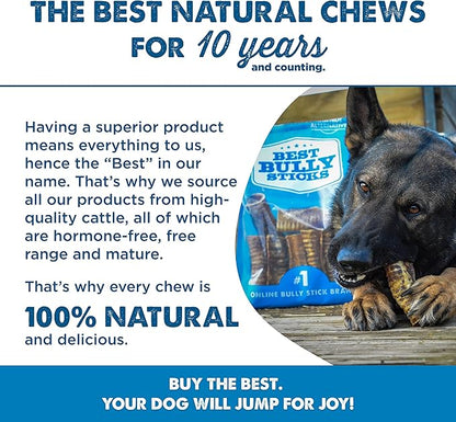 Best Bully Sticks Premium 12 Inch Beef Trachea for Dogs - 12 Count (Pack of 1) - All-Natural, Grain-Free, Single-Ingredient, Promotes Dental Health