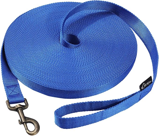 HIKISS Long Dog Leash Obedience Recall Training Agility Lead with Thickening Material for Large Dog - 15ft 20ft 30ft 50ft 100ft Training Leash(Blue 15ft)