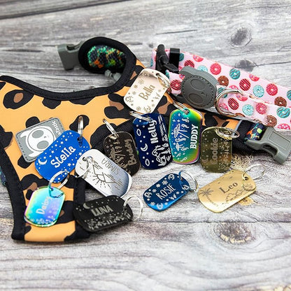 Personalized Dog Tag with 5 Lines of Custom Deep Engraved Durable Stainless Steel Pet ID Name Tag Designer Small Size Rectangle