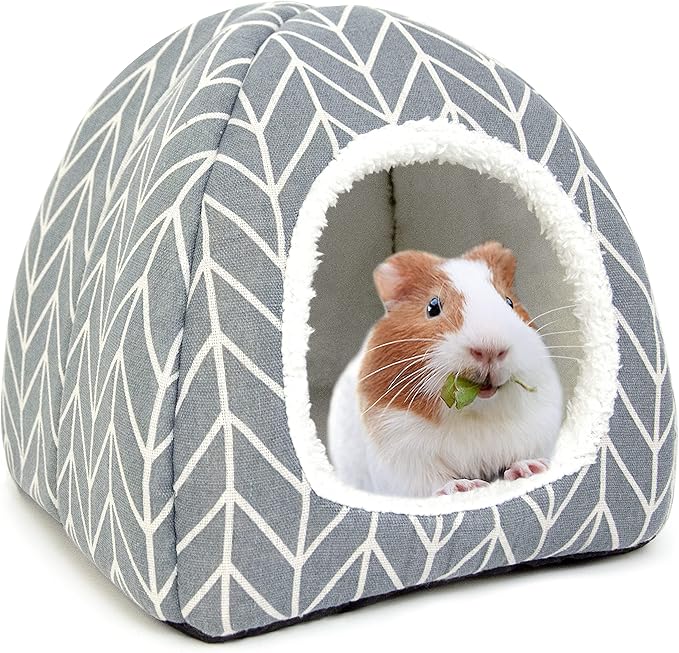 Tierecare Guinea Pig Hideout Bed Dwarf Rabbit House Cave Accessories Cozy Hide-Out for Little Bunny Hedgehog Ferret Chinchilla&Other Small Animals (Grey)