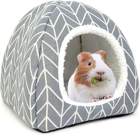 Tierecare Guinea Pig Hideout Bed Dwarf Rabbit House Cave Accessories Cozy Hide-Out for Little Bunny Hedgehog Ferret Chinchilla&Other Small Animals (Grey)