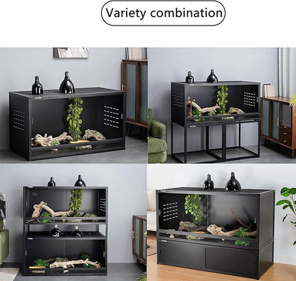 PVC Reptile Enclosure 48"x24"x24" Space Efficient Reptile Terrarium 120 Gallon Large Tank for Bearded Dragon Lizard Snake, Wide Breeding Vivarium Area with Sliding Glass Doors Combination Lock