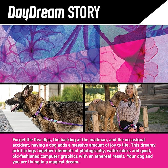 Wolfgang Heavy Duty Adjustable Dog Harness, Pull-Tested to Over 800 lbs for Walking & Training, Daydream Print, Large