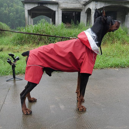 Four-Legged Full Coverage Waterproof Dog Raincoat with Reflective Features Pet Raincoats for Large Medium Small Dogs Red 4XL