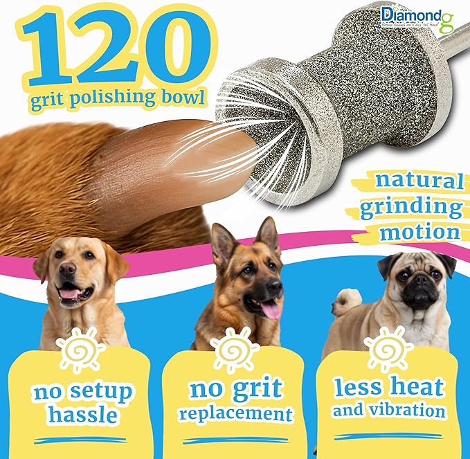 Diamondg Dog Nail Grinder Bits, 2 Pack - Compatible with Dremel, Diamond Bits for Pet Nails, Ideal for Small and Large Dogs (Standard Little Lola & Standard Big Casey)