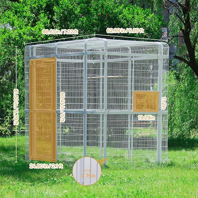 wonline 10FT Extra Large Bird Cage for Parakeets Outdoor Bird Aviary Parrot Cage with Perch, Walk-in Heavy Duty Birdcage for Macaws Canaries Parrots Budgie Lovebirds, White