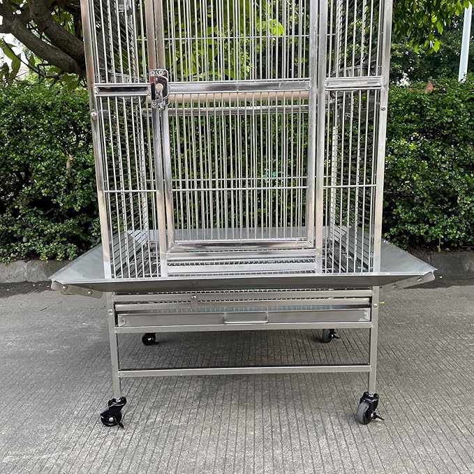 BMWPET SUS201 Stainless Steel PLAYTOP Style Bird CAGE Parrot CAGE 24"X22"X60"
